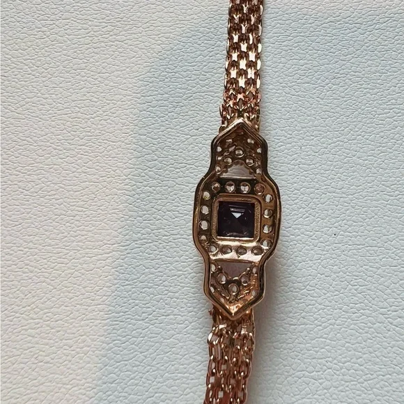 BAL5 1CTPrincess Cut Genuine Russian Alexandrite Mesh Bracelet 18K RoseGoldS925 - Picture 5 of 10